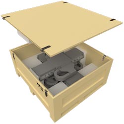 fabrication de caisse en bois - Groupe Abaque - Condi Atlantique - caisse avec renfort de mousse polyéthylène PE